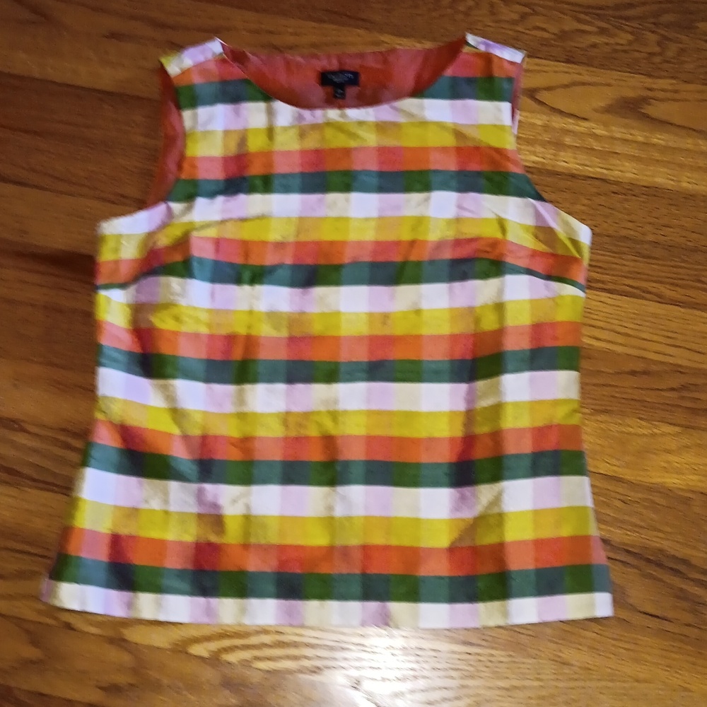 Talbots Sleeveless Lined Plaid Top ■ Size 10P